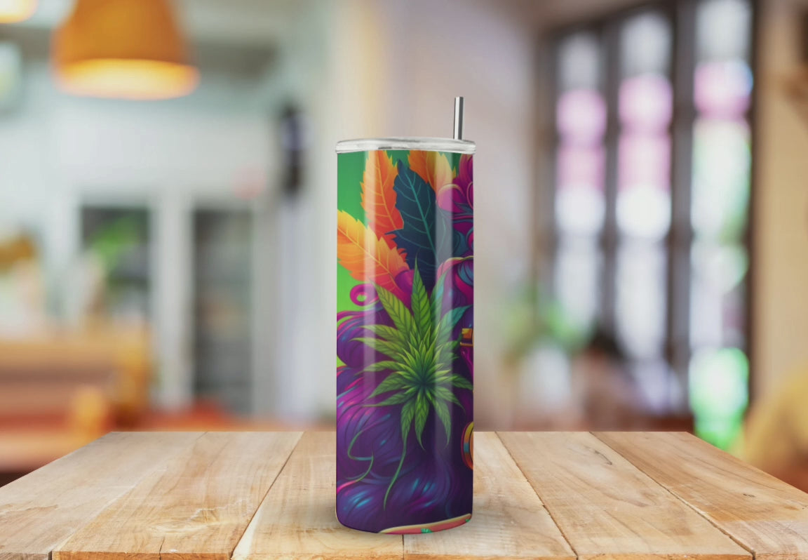 Psychedelic Weed Girl Colorful Hippy Hair  - Fully Completed Tumbler Skinny Straight 20/30oz