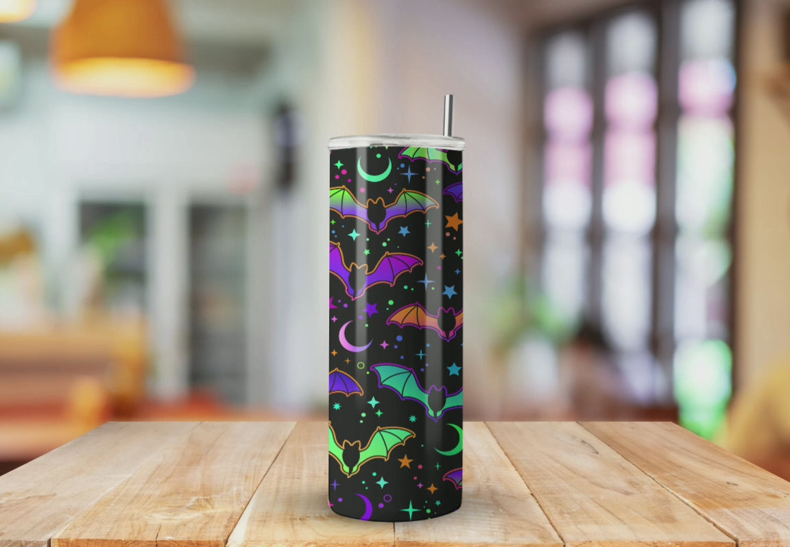 Spooky Babe Neon Bats - Fully Completed Tumbler Skinny Straight 20/30oz