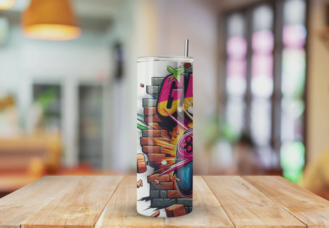 Gamers Life Pop Art Comic Style - Fully Completed Tumbler Skinny Straight 20/30oz