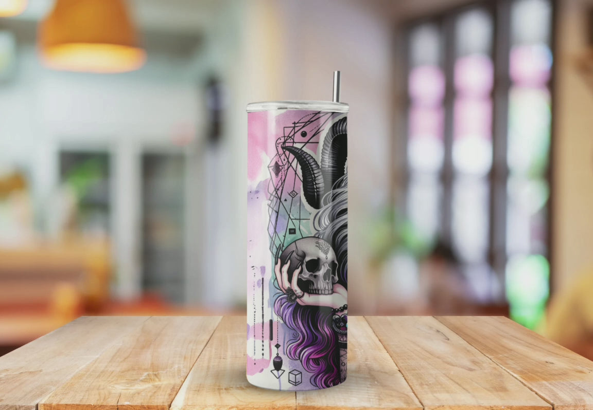 Pastel Goth Witchy Horned Girl  - Fully Completed Tumbler Skinny Straight 20/30oz