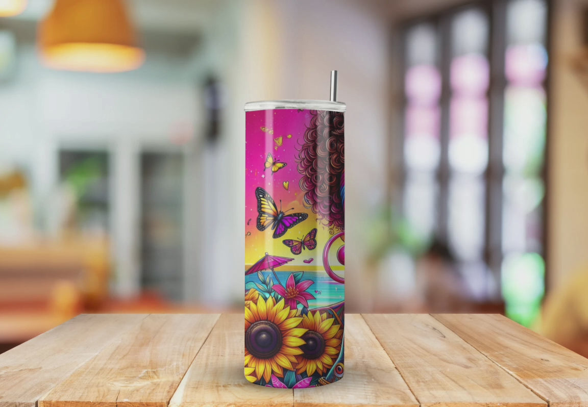 Emotional Support Beverage Melanin Girl - Fully Completed Tumbler Skinny Straight 20/30oz