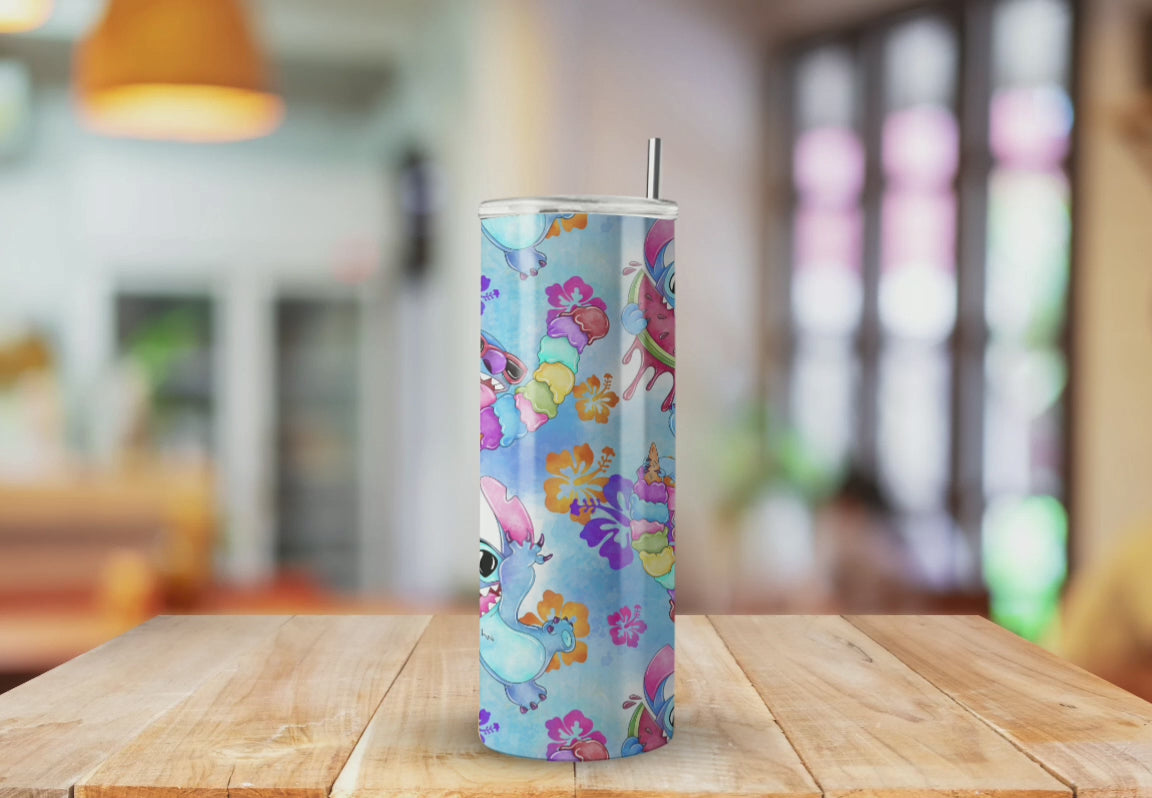 Stitch Inspired Tropical Blue Ice Cream Summer - Fully Completed Tumbler Skinny Straight 20/30oz