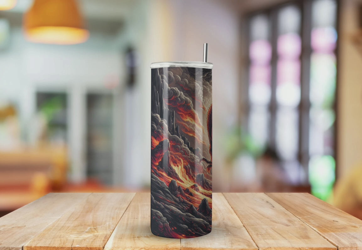 Lava Storm T-rex Explosion - Fully Completed Tumbler Skinny Straight 20/30oz