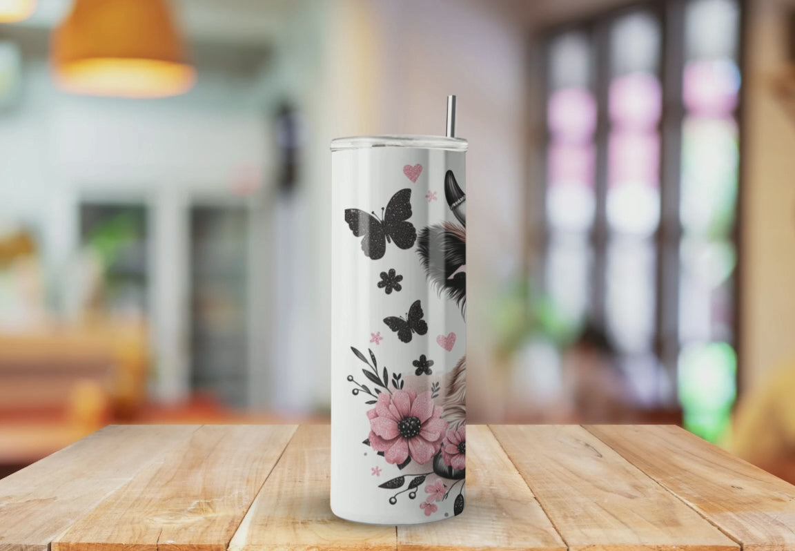 Pink Butterfly Girly Cow - Fully Completed Tumbler Skinny Straight 20/30oz