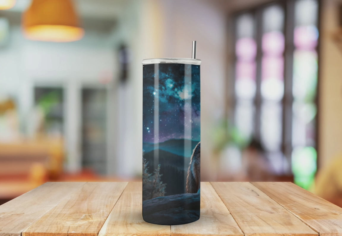 Midnight Wolf Full Moon - Fully Completed Tumbler Skinny Straight 20/30oz