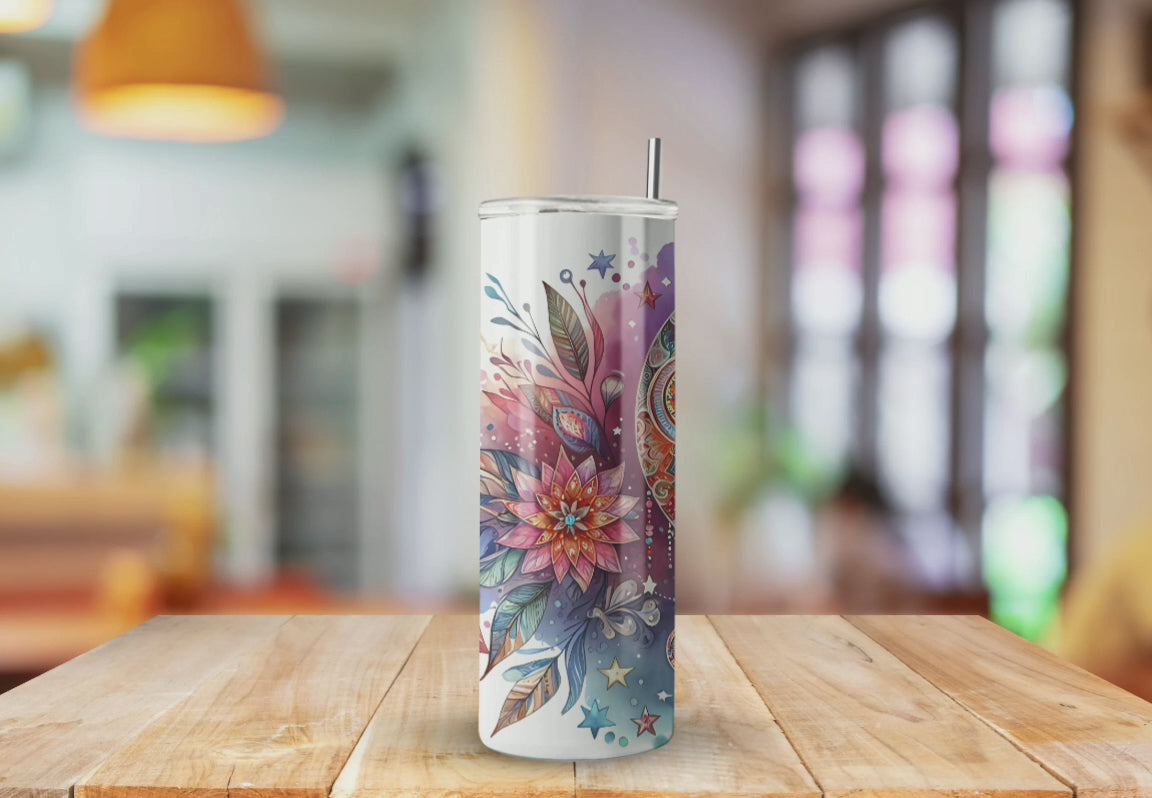 Boho Dreamcatcher Moon Watercolor  - Fully Completed Tumbler Skinny Straight 20/30oz