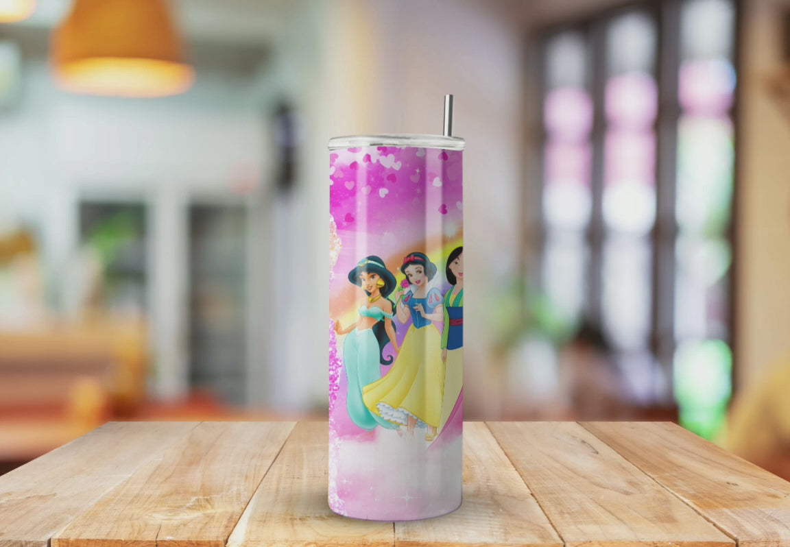 Girly Movie Princesses Inspired Rainbow Pink Movie  - Fully Completed Tumbler Skinny Straight 20/30oz
