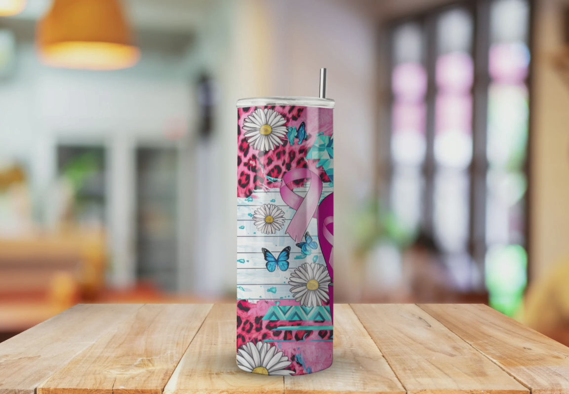 Breast Cancer Warrior Gloves  - Fully Completed Tumbler Skinny Straight 20/30oz