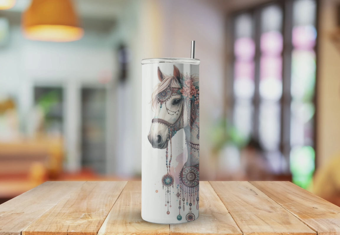 Horse Dreamcatcher Watercolor - Fully Completed Tumbler Skinny Straight 20/30oz