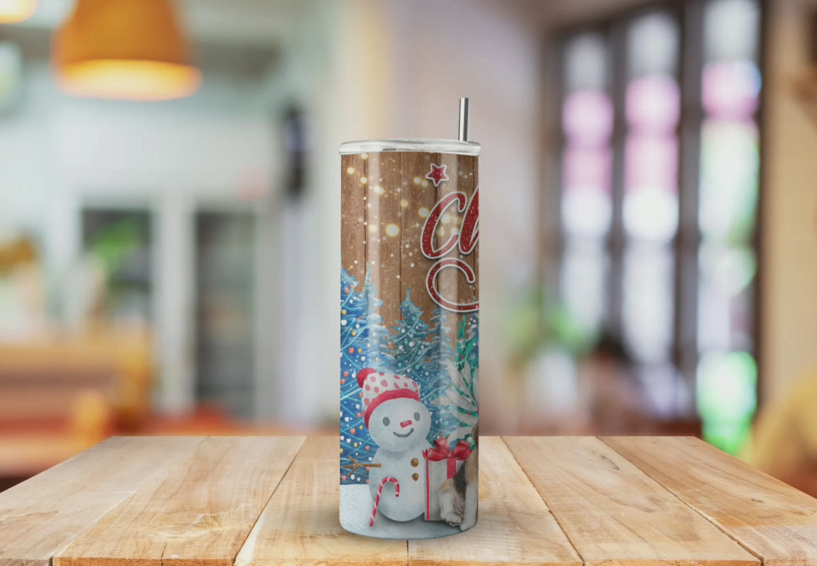 Merry Christmas Holiday greeting Card - Fully Completed Tumbler Skinny Straight 20/30oz