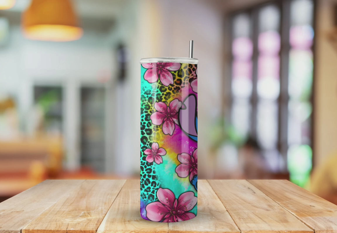 Stitch Inspired Purple Tropical Illustration  - Fully Completed Tumbler Skinny Straight 20/30oz