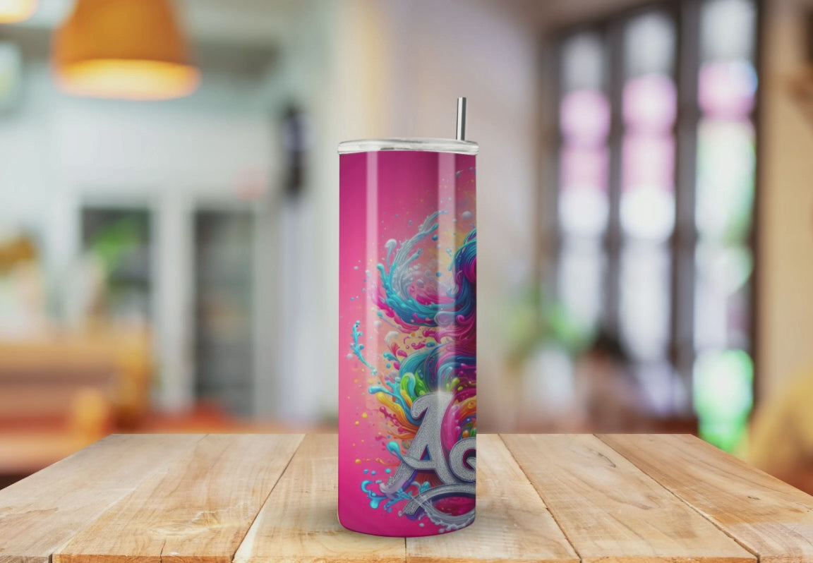 Aquarius Hot Pink  - Fully Completed Tumbler Skinny Straight 20/30oz