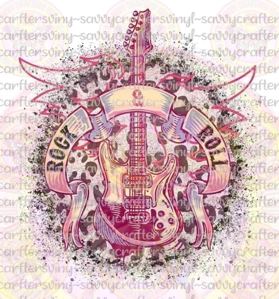 Retro Cheetah Pink Rock & Roll Guitar - Savvy Crafters Vinyl & Gifts