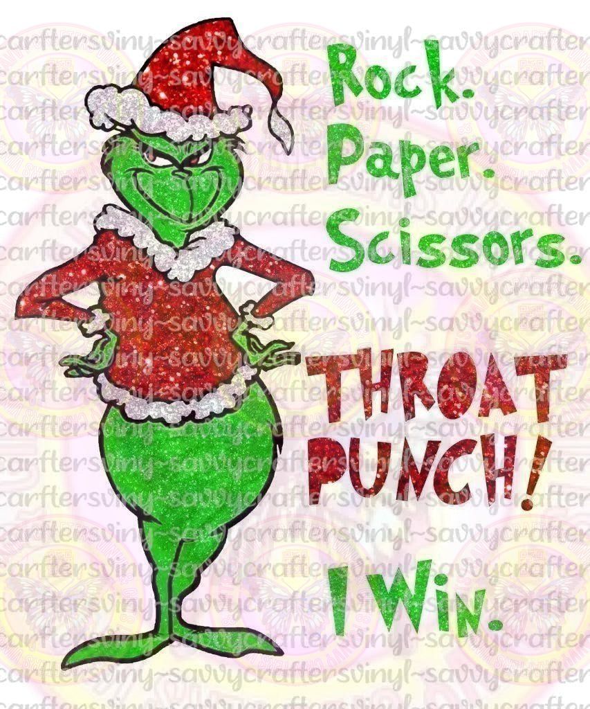 Rock Paper Scissors Grinch Glitter - Savvy Crafters Vinyl & Gifts