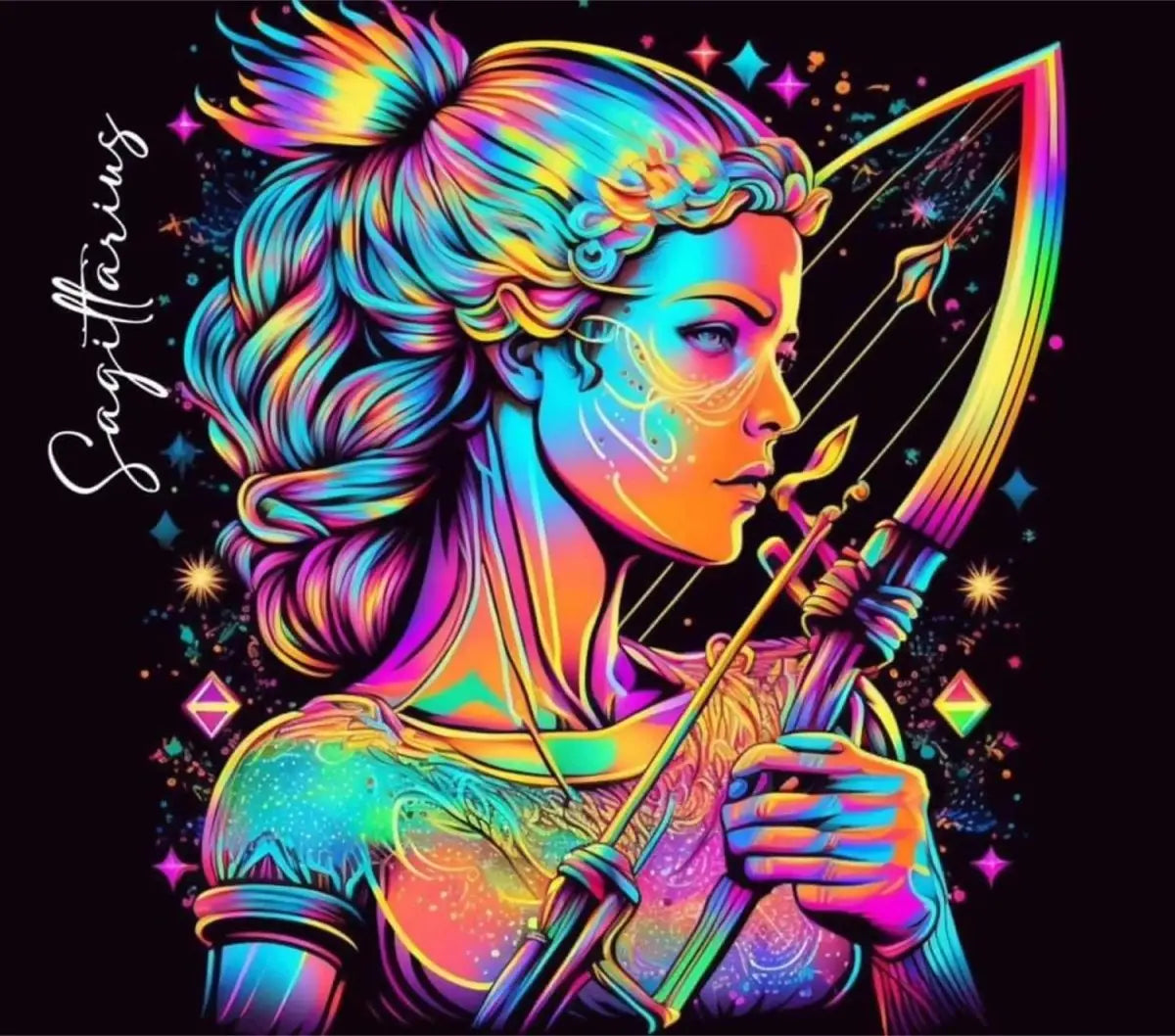 Sagittarius Astrology Neon 20oz Tumbler Wrap - Savvy Crafters Vinyl & Gifts