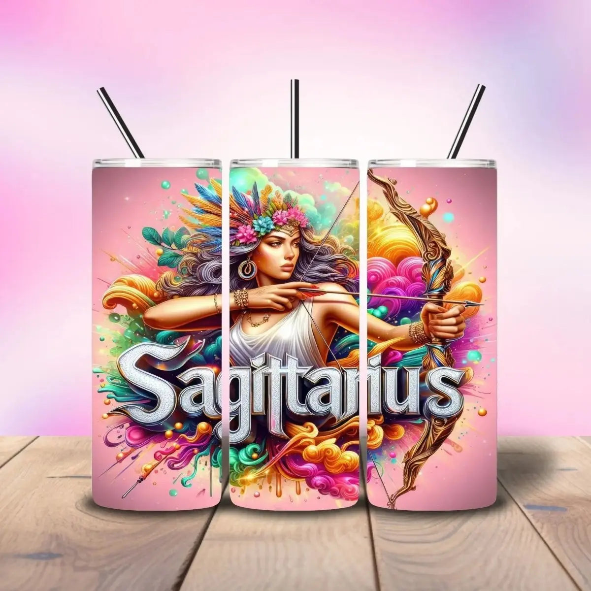 Sagittarius Hot Pink - Fully Completed Tumbler Skinny Straight 20/30oz - Savvy Crafters Vinyl & Gifts