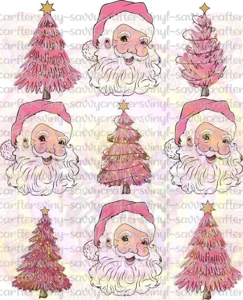 Santa And Trees Pink - Savvy Crafters Vinyl & Gifts