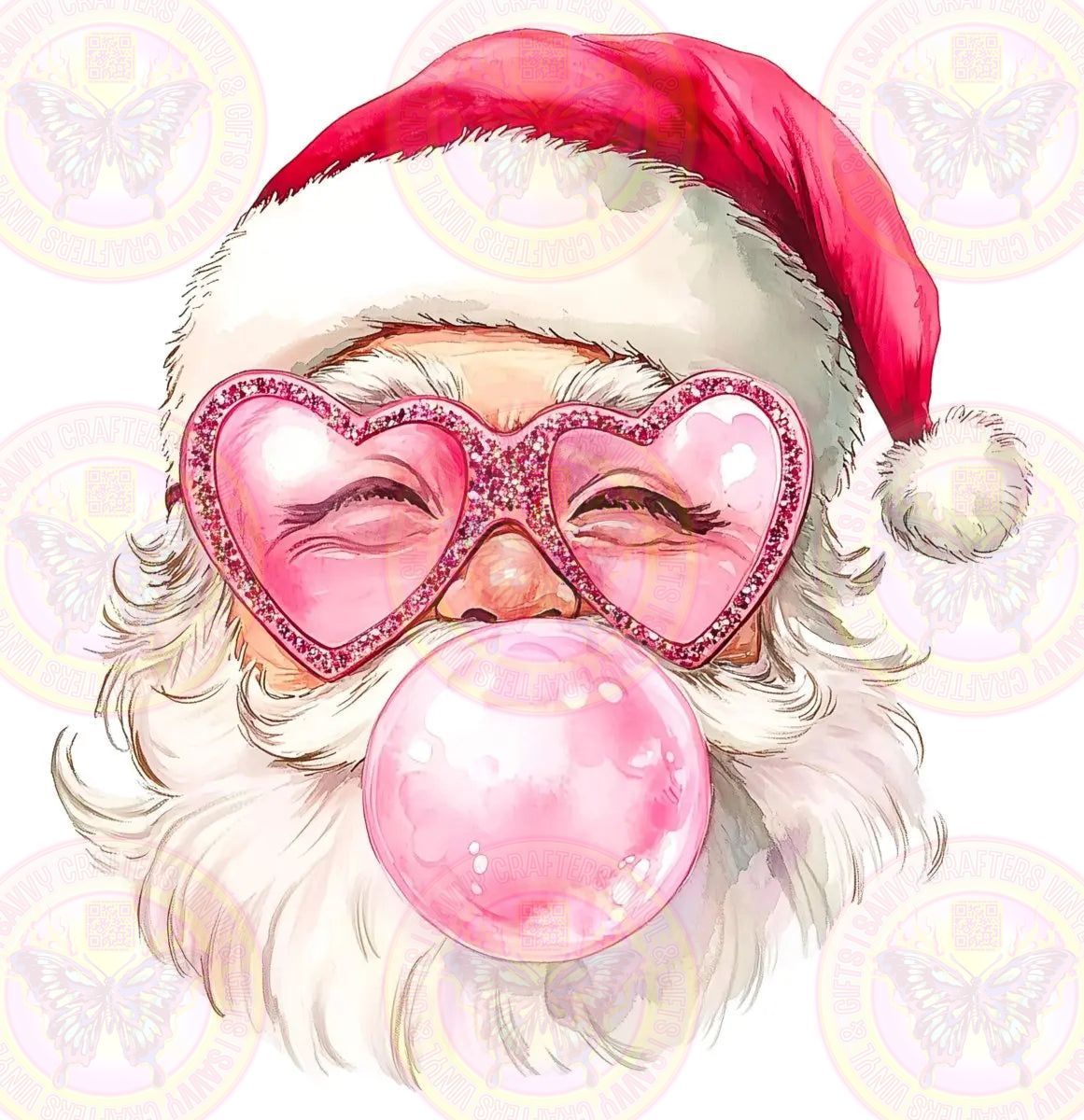 Santa Claus Bubblegum Heart Glasses - Savvy Crafters Vinyl & Gifts