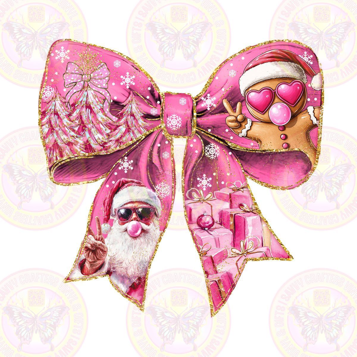 Santa Gingerbread Holiday Bow - Savvy Crafters Vinyl & Gifts