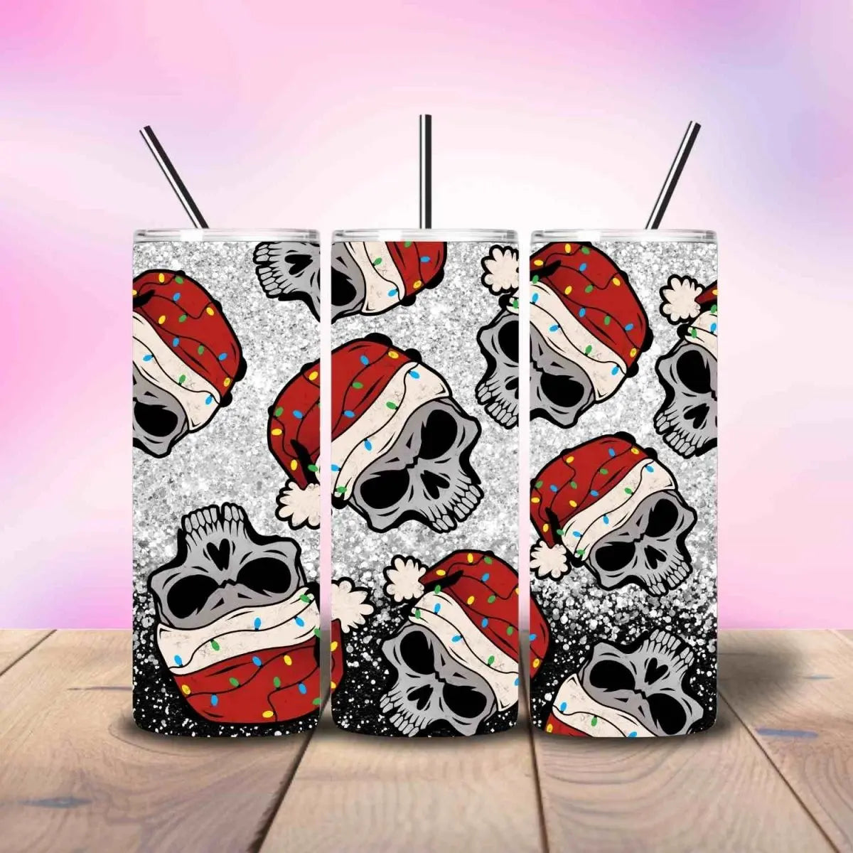 Santa Skulls Scary Christmas - Fully Completed Tumbler Skinny Straight 20/30oz - Savvy Crafters Vinyl & Gifts