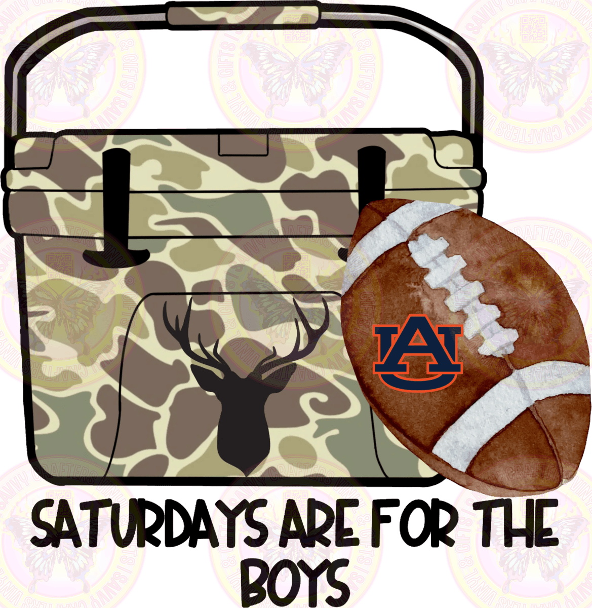 Saturdays Are For the Boys Camo Cooler Auburn - Savvy Crafters Vinyl & Gifts
