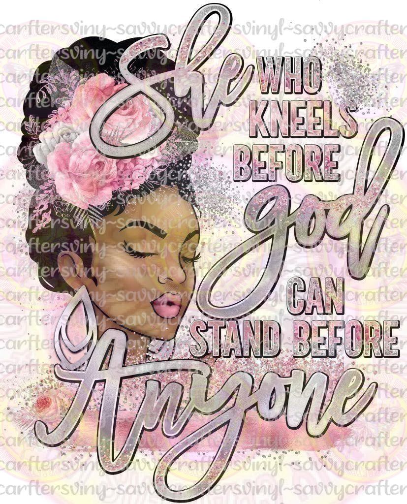 She who kneels before God Pink - Savvy Crafters Vinyl & Gifts