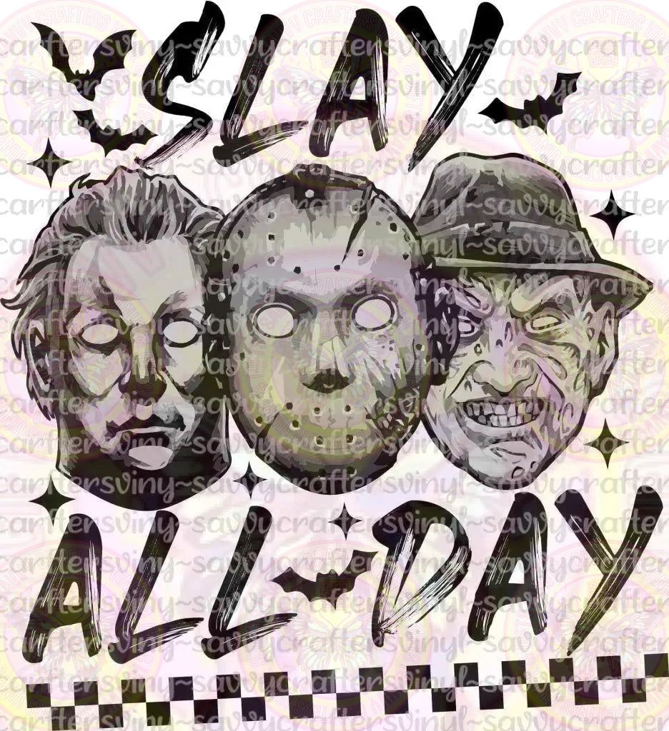 Slay All Day B&W Horror Icon Faces - Savvy Crafters Vinyl & Gifts