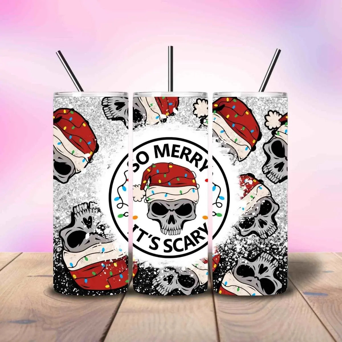 So Merry Its Scary Christmas - Fully Completed Tumbler Skinny Straight 20/30oz - Savvy Crafters Vinyl & Gifts
