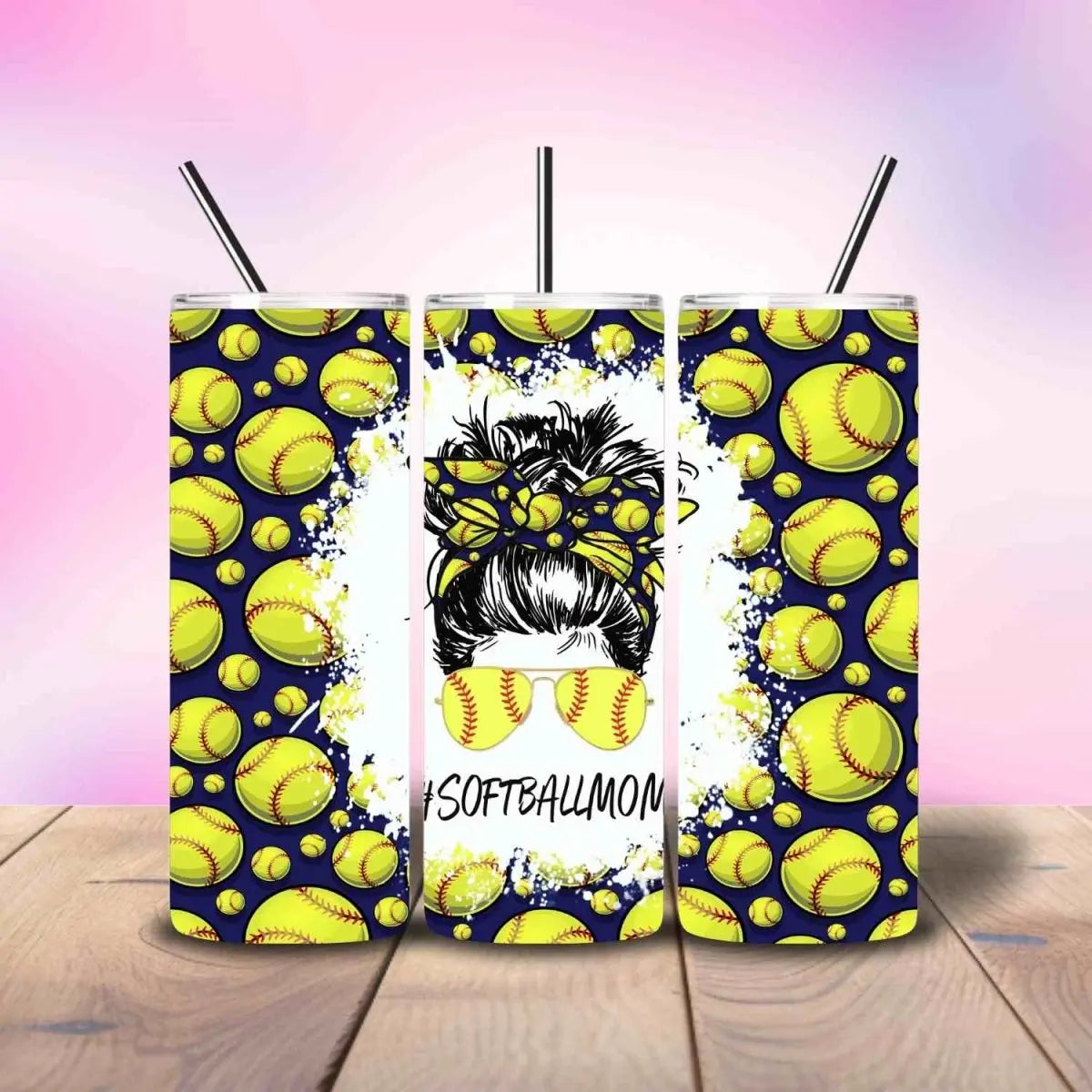 Softball Mom Bunhead - Fully Completed Tumbler Skinny Straight 20/30oz - Savvy Crafters Vinyl & Gifts