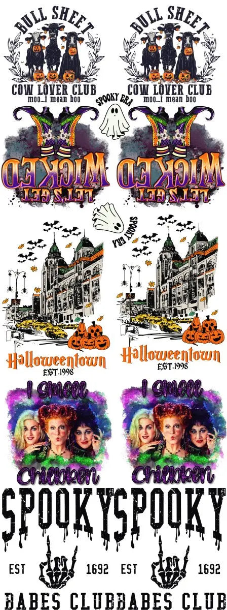 Spooky Bull Sheet Halloweentown Gang Sheet - Savvy Crafters Vinyl & Gifts