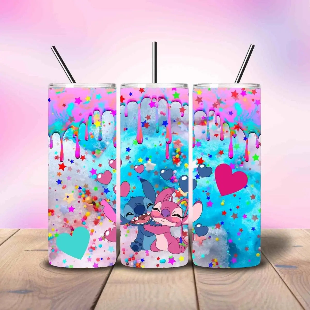 Stitch & Angel Inspired Lovey Dovey - Fully Completed Tumbler Skinny Straight 20/30oz - Savvy Crafters Vinyl & Gifts
