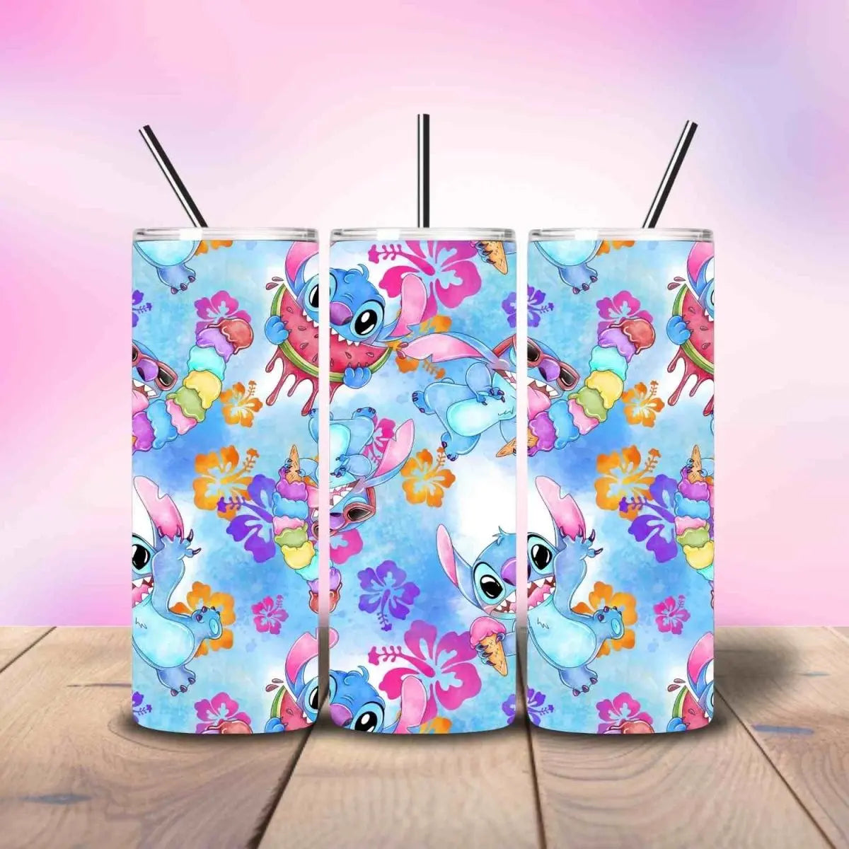 Stitch Inspired Tropical Blue Ice Cream Summer - Fully Completed Tumbler Skinny Straight 20/30oz - Savvy Crafters Vinyl & Gifts