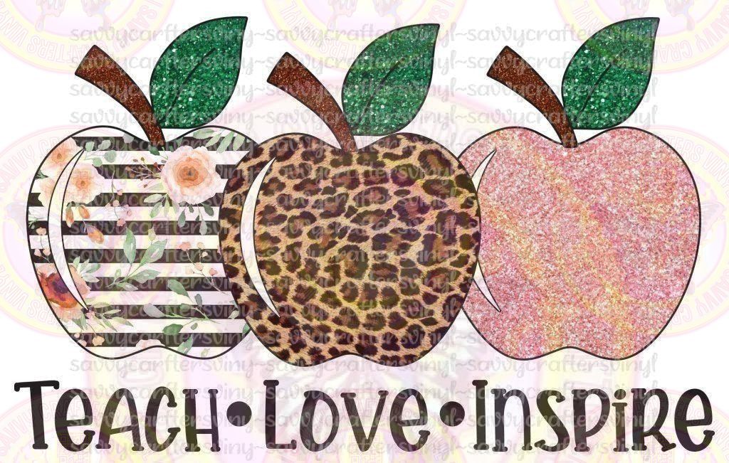 Teach Love Inspire Apples - Savvy Crafters Vinyl & Gifts