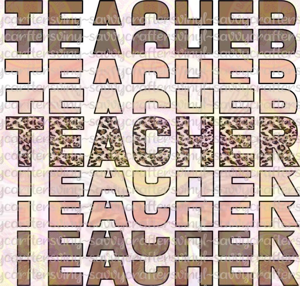 Teacher Cheetah Repeat - Savvy Crafters Vinyl & Gifts