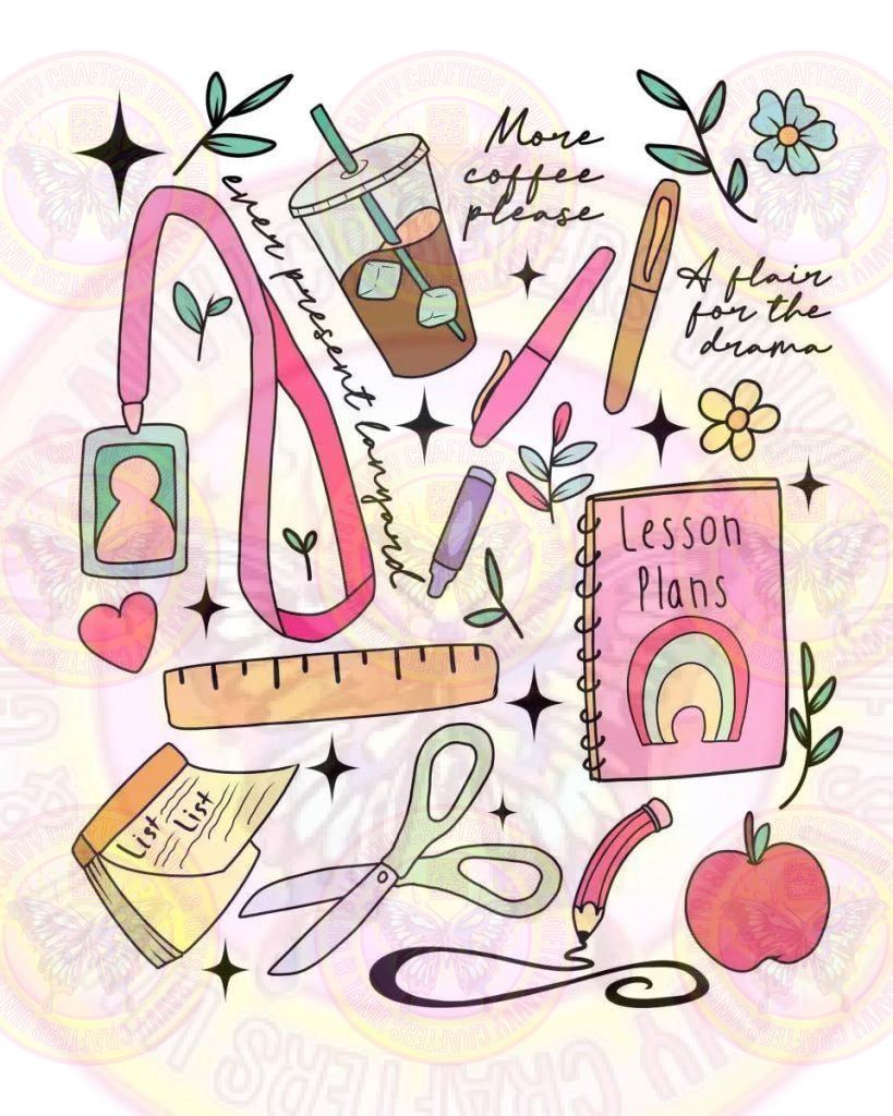 Teachers Stuff with pocket Full Color Transfer - Savvy Crafters Vinyl & Gifts