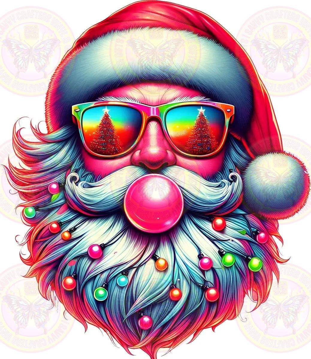 Techno Neon Santa Bubblegum Lights - Savvy Crafters Vinyl & Gifts