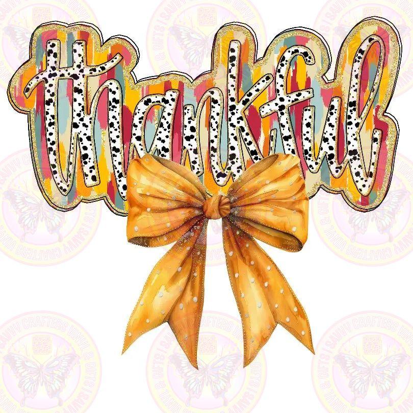 Thankful Coquette Brush Stroke Burnt Orange - Savvy Crafters Vinyl & Gifts