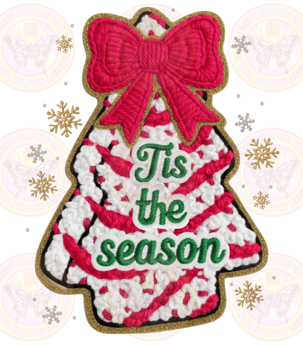 Tis the season Faux Crochet Patch Christmas Tree - Savvy Crafters Vinyl & Gifts