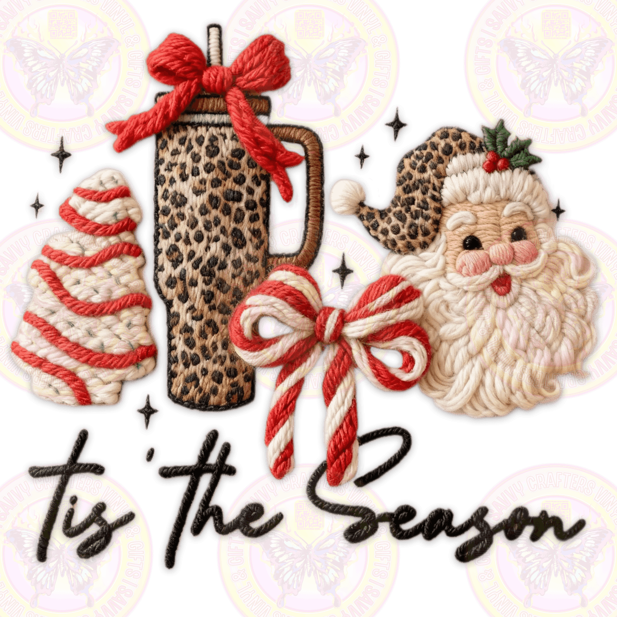 Tis The Season Tumblers Pastries & Santa Faux Crochet - Savvy Crafters Vinyl & Gifts