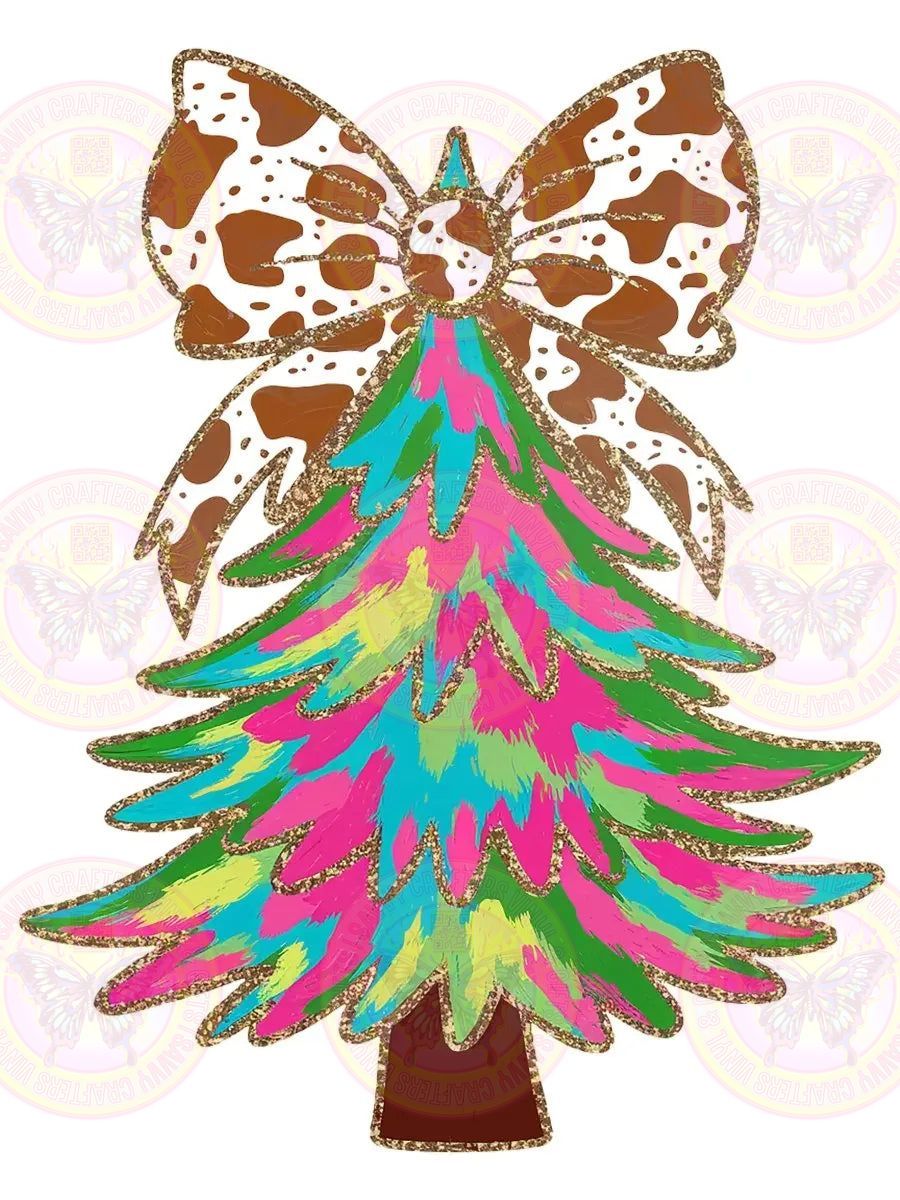 Trendy Brush Tree with Cow Print Coquette Bow - Savvy Crafters Vinyl & Gifts