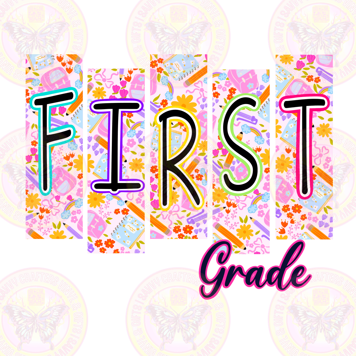 Trendy Two Tone Letters on Pastel Pattern - Savvy Crafters Vinyl & Gifts