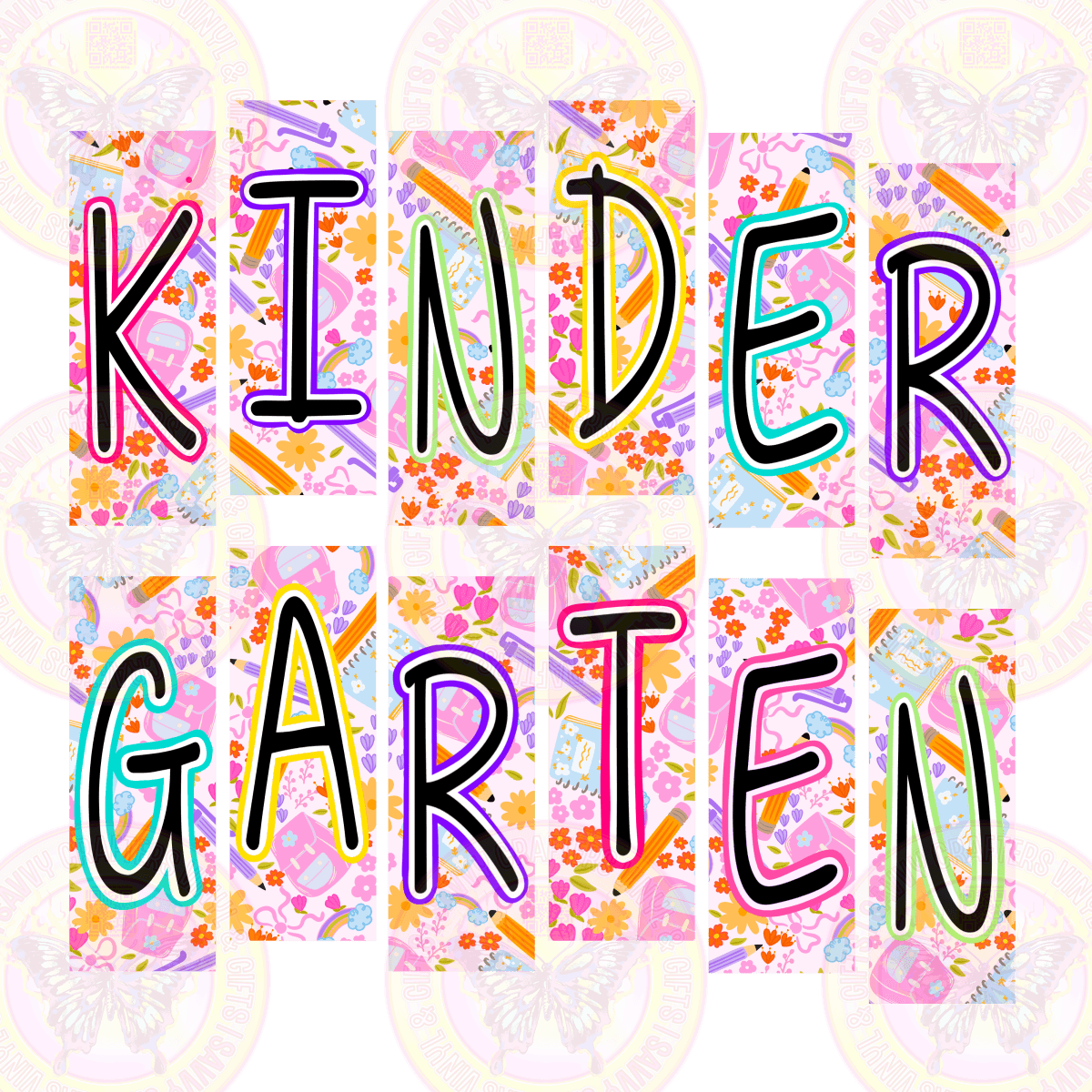 Trendy Two Tone Letters on Pastel Pattern - Savvy Crafters Vinyl & Gifts