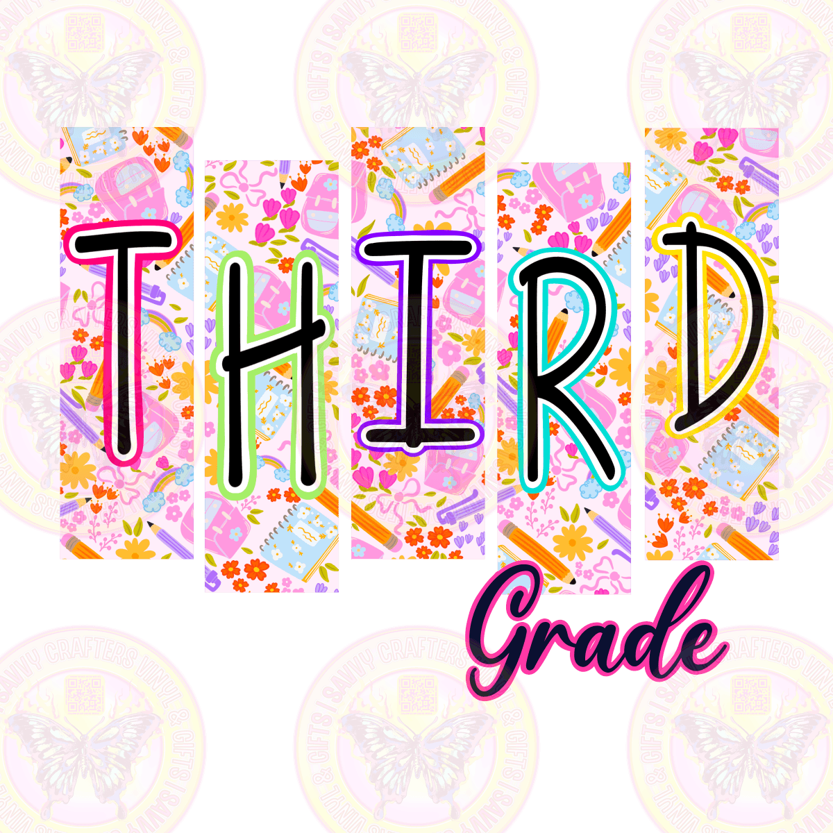 Trendy Two Tone Letters on Pastel Pattern - Savvy Crafters Vinyl & Gifts