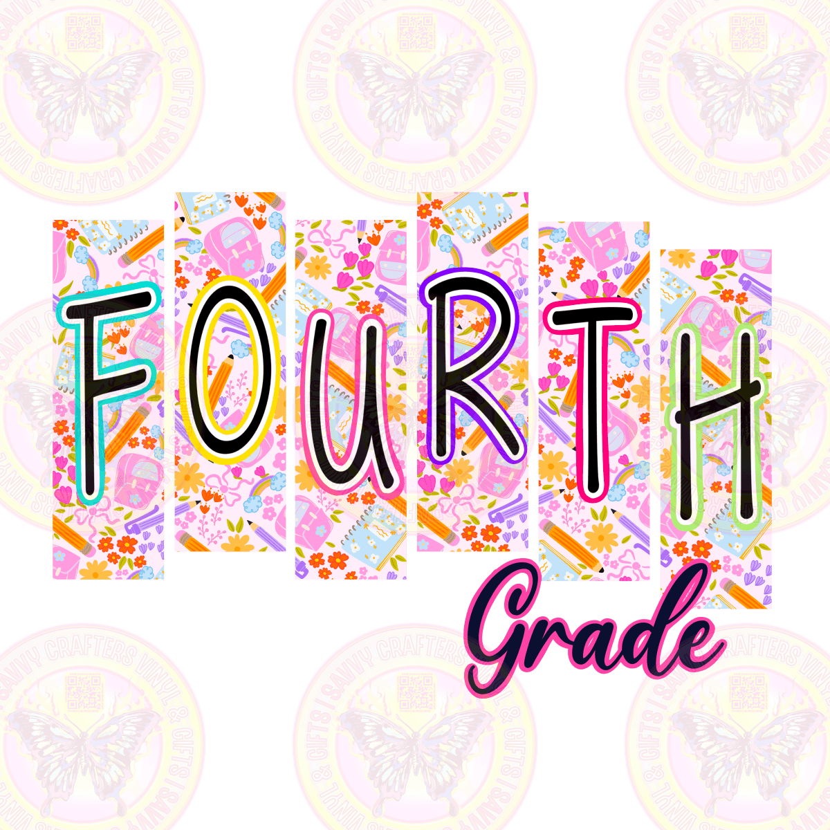 Trendy Two Tone Letters on Pastel Pattern - Savvy Crafters Vinyl & Gifts