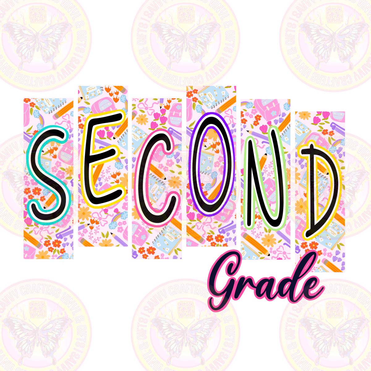 Trendy Two Tone Letters on Pastel Pattern - Savvy Crafters Vinyl & Gifts