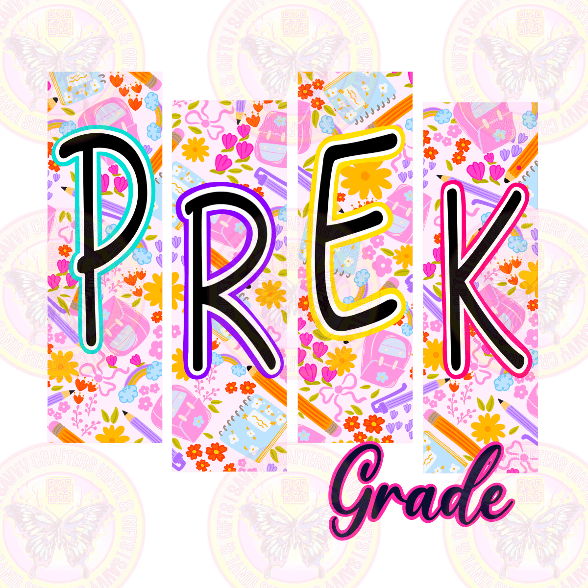 Trendy Two Tone Letters on Pastel Pattern - Savvy Crafters Vinyl & Gifts