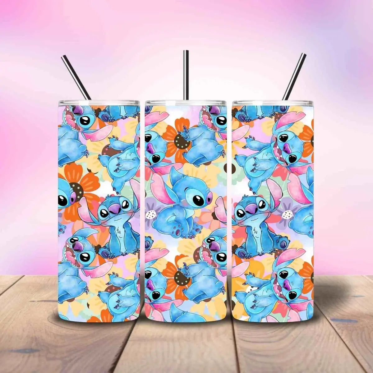 Tropical Fun Stitch Inspired Happy Summer - Fully Completed Tumbler Skinny Straight 20/30oz - Savvy Crafters Vinyl & Gifts