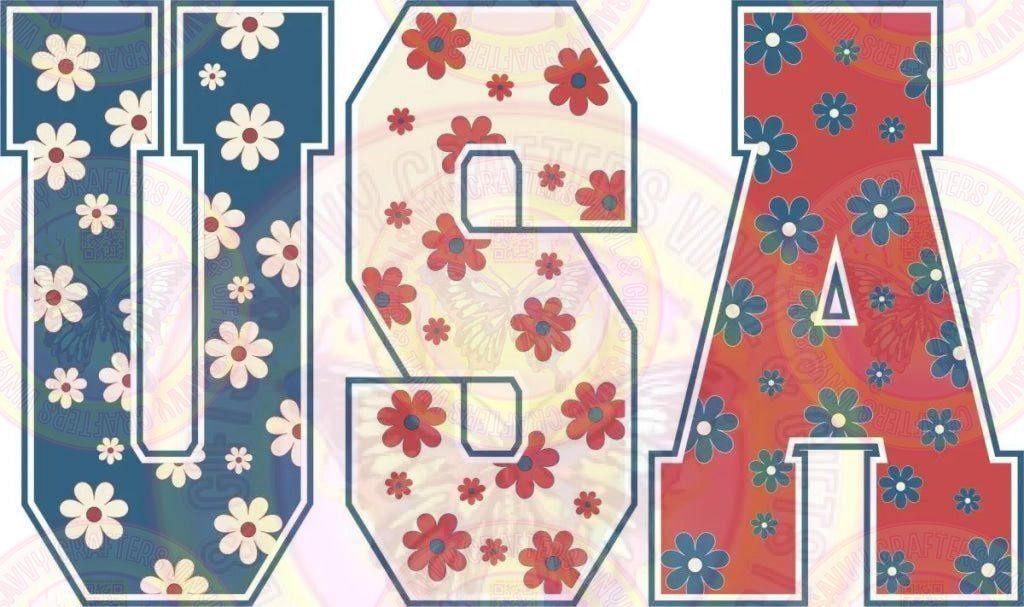 USA Vintage Varsity Floral - Savvy Crafters Vinyl & Gifts