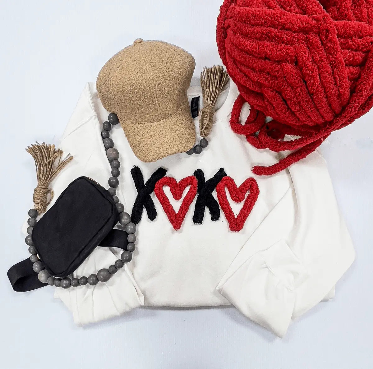 XOXO - Chenille Yarn Sweatshirt - Savvy Crafters Vinyl & Gifts