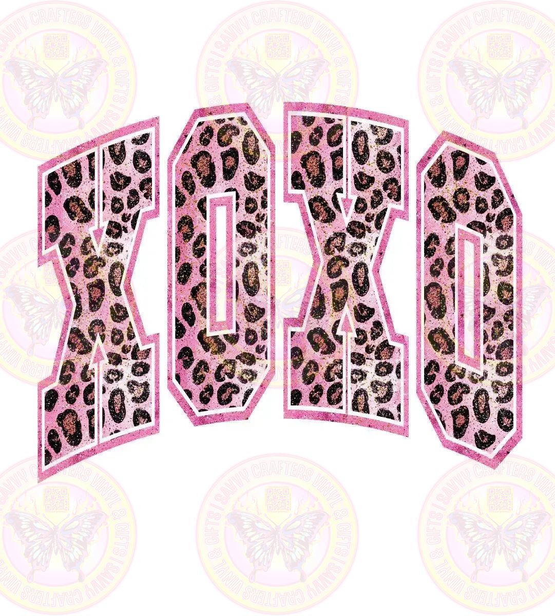 XOXO Varsity Cheetah Glitter Hot Pink - Savvy Crafters Vinyl & Gifts